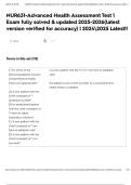 NUR631-Advanced Health Assessment Test 1 Exam fully solved & updated 2025-2026(latest version verified for accuracy) | 20242025 Latest!!