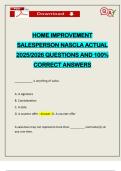 HOME IMPROVEMENT SALESPERSON NASCLA ACTUAL 2025&sol;2026 QUESTIONS AND 100&percnt; CORRECT ANSWERS