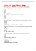 Chem 103 Exam 2 Study Guide Questions With Complete Solutions