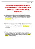 ABA 624 MEASUREMENT AND  DESIGN FINAL EXAM BRAND NEW  OFFICIAL QUESTIONS WITH  ANSWERS&period;
