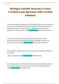 Michigan Variable Insurance Exam &vert; Certified Exam Questions With Verified Solutions