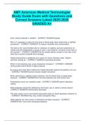 AMT American Medical Technologist Study Guide Exam with Questions and Correct Answers Latest 2025-2026 GRADED A&plus;
