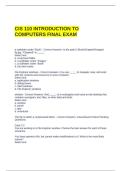 CIS 110 INTRODUCTION TO COMPUTERS FINAL EXAM QUESTIONS AND ANSWERS &lpar;GRADED A&rpar;