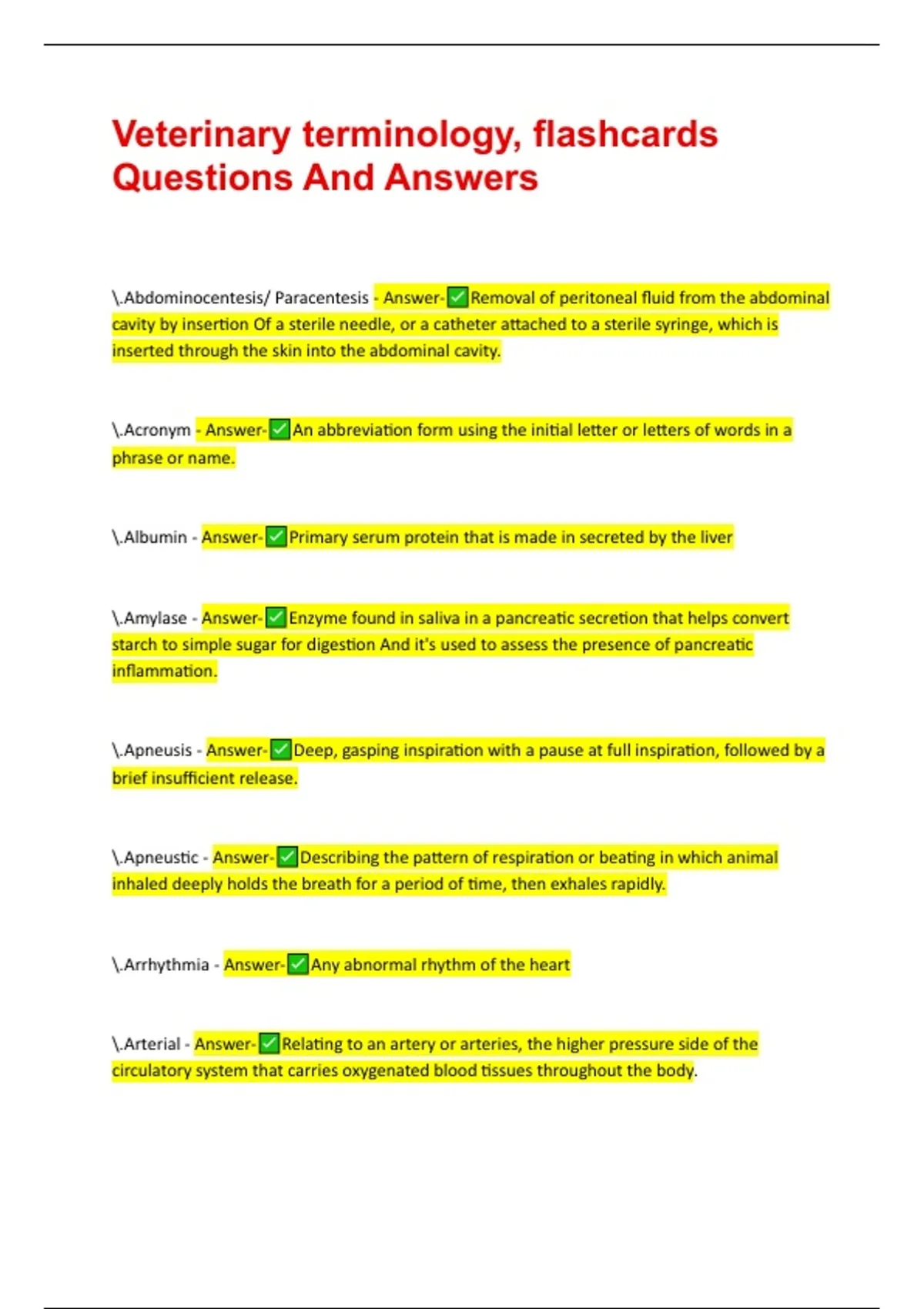 Veterinary terminology, flashcards Questions And Answers - Veterinary ...