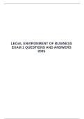  LEGAL ENVIRONMENT OF BUSINESS EXAM 1 QUESTIONS AND ANSWERS 2025