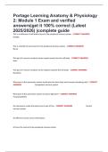 Portage Learning Anatomy & Physiology 2&colon; Module 1 Exam and verified answers&vert;get it 100&percnt; correct &lpar;Latest 2025&sol;2026&rpar; &vert;complete guide