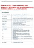 MATH ALGEBRA ACTUAL EXAM 2025-2026  COMPLETE QUESTIONS AND ACCURATE DETAILED  ANSWERS GRDAED A&plus; LATEST VERSION