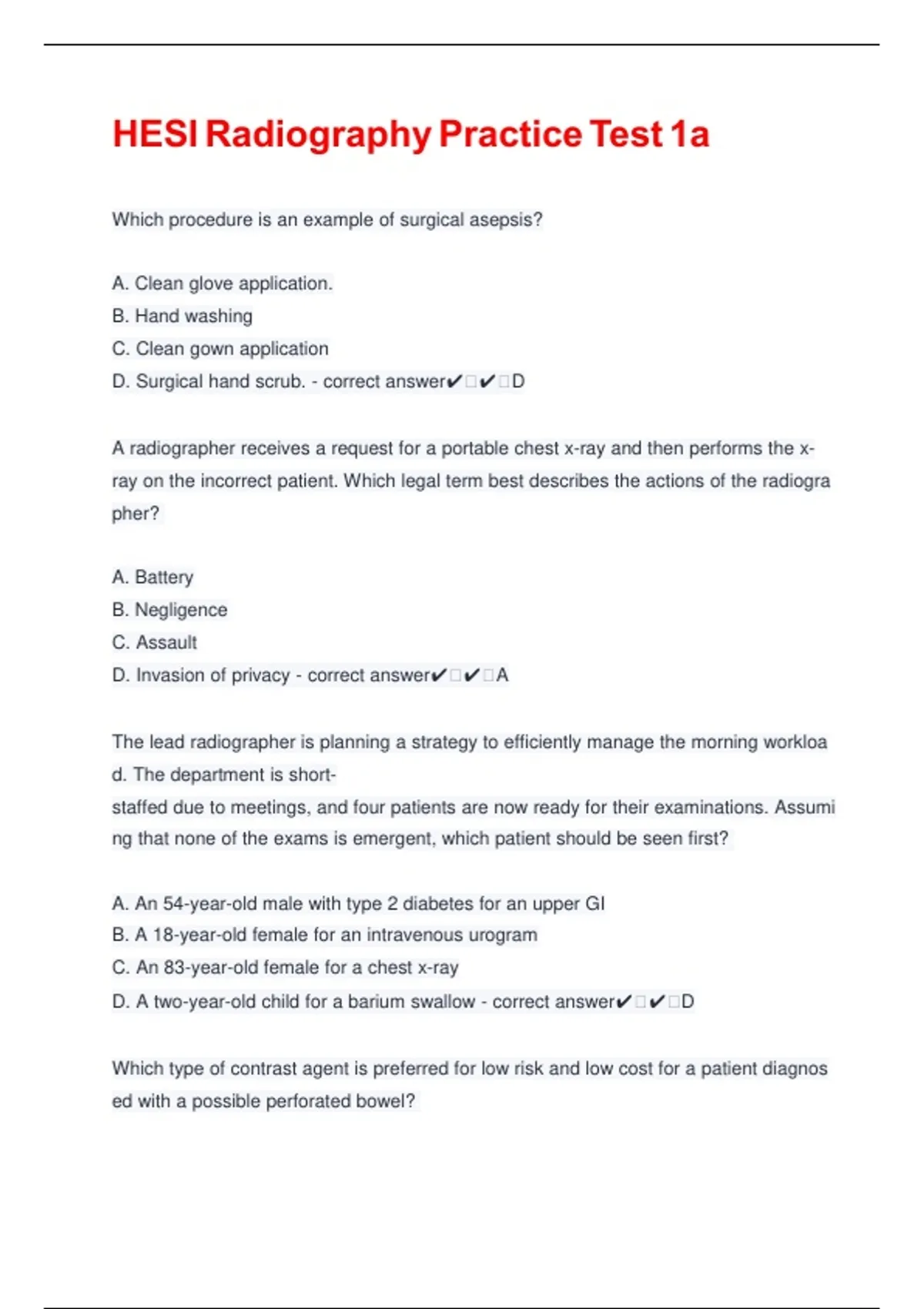 HESI Radiography Practice Test 1a.pdf - Hesi - Stuvia US
