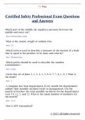 Certified Safety Professional Exam Questions  and Answers