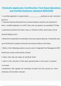 Pesticide Applicator Certification Test &ndash; Exam Questions and Verified Solutions Updated 2025&sol;2026