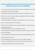 Pesticide Applicator Certification Practice Exam with 118 Questions and Answers Latest 2025&sol;2026