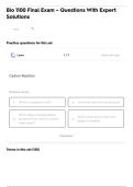 Bio 1100 Final Exam &ndash; Questions With Expert Solutions