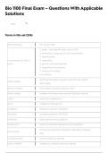Bio 1100 Final Exam &ndash; Questions With Applicable Solutions