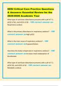 HESI Critical Care Practice Questions  & Answers&colon; Essential Review for the  2025&sol;2026 Academic Year 