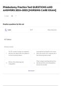 Phlebotomy Practice Test QUESTIONS AND ANSWERS 2024-2025 &lbrack;NURSING CARE EXA