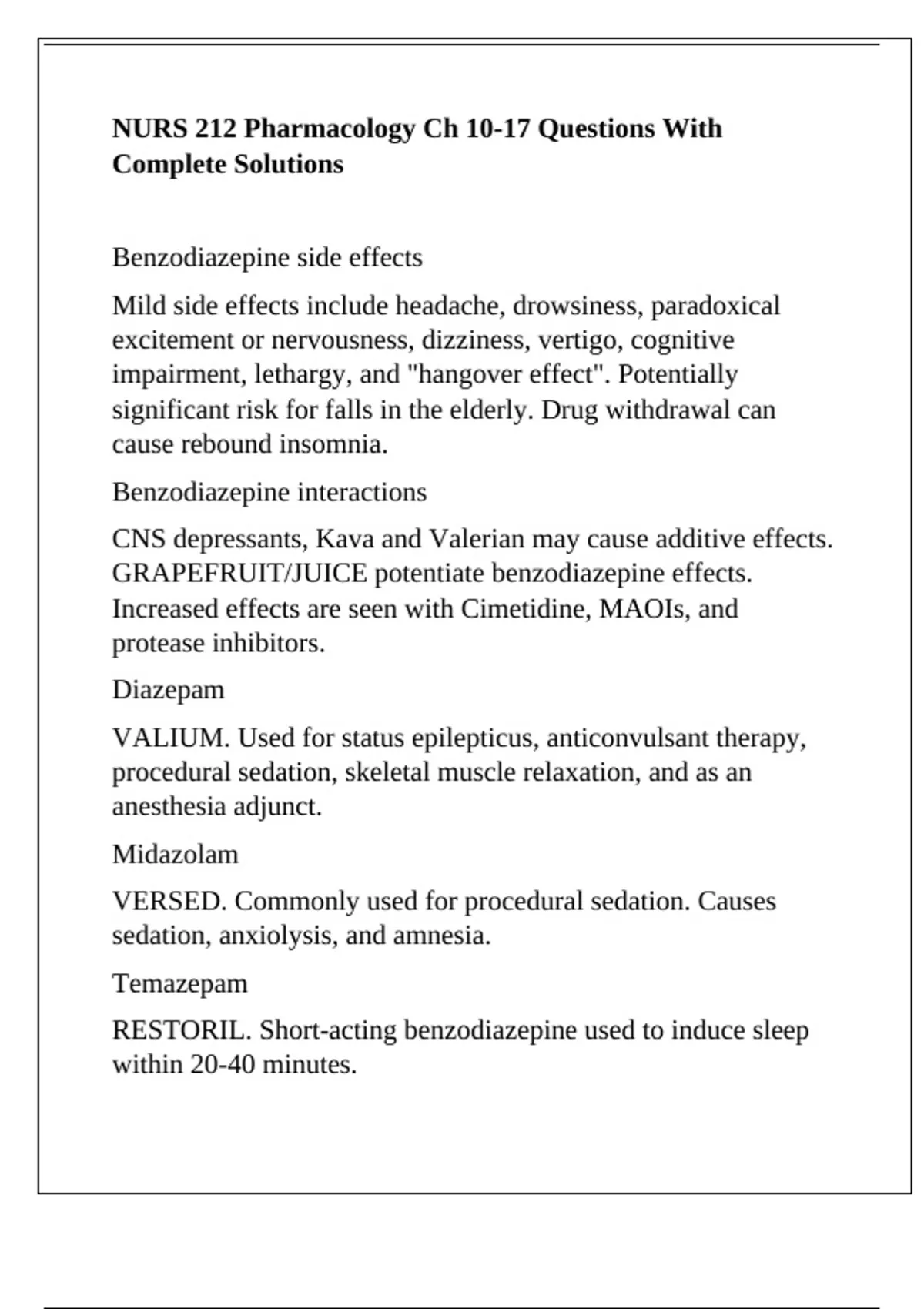 NURS 212 Pharmacology Ch 10-17 Questions With Complete Solutions - NURS ...