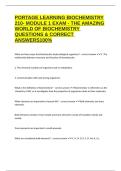 PORTAGE LEARNING BIOCHEMISTRY 210- MODULE 1 EXAM - THE AMAZING WORLD OF BIOCHEMISTRY QUESTIONS & CORRECT ANSWERS100&percnt;