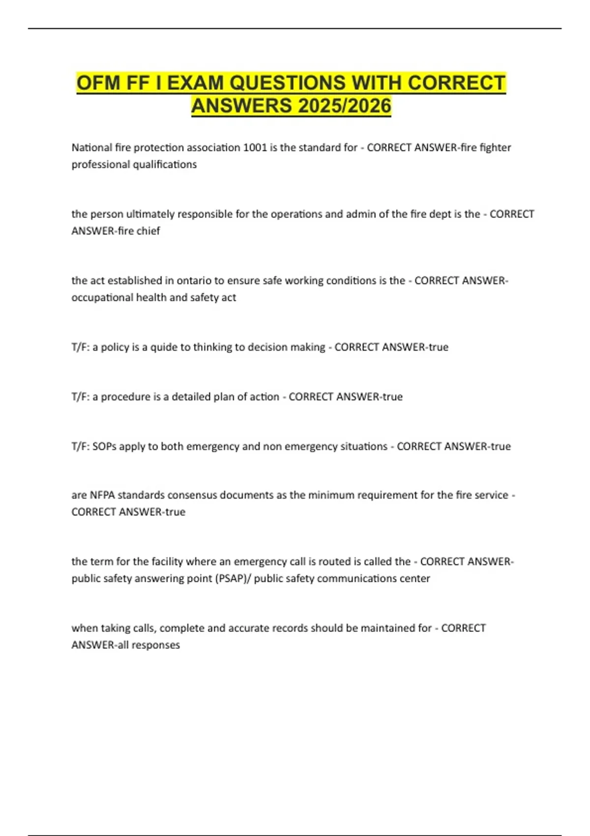 Ifom 1 Question Example OFM FF I EXAM QUESTIONS WITH CORRECT ANSWERS 2025/2026 - FF1 - Stuvia US