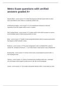 Metro Exam questions with verified answers graded A&plus;
