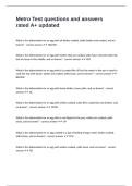 Metro Test questions and answers rated A&plus; updated