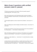 Metro Exam 3 questions with verified answers rated A&plus; passed