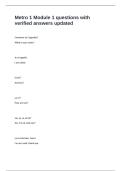 Metro 1 Module 1 questions with verified answers updated