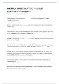 METRO SPEECH STUDY GUIDE questions n answers