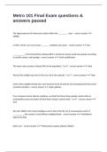 Metro 101 Final Exam questions & answers passed