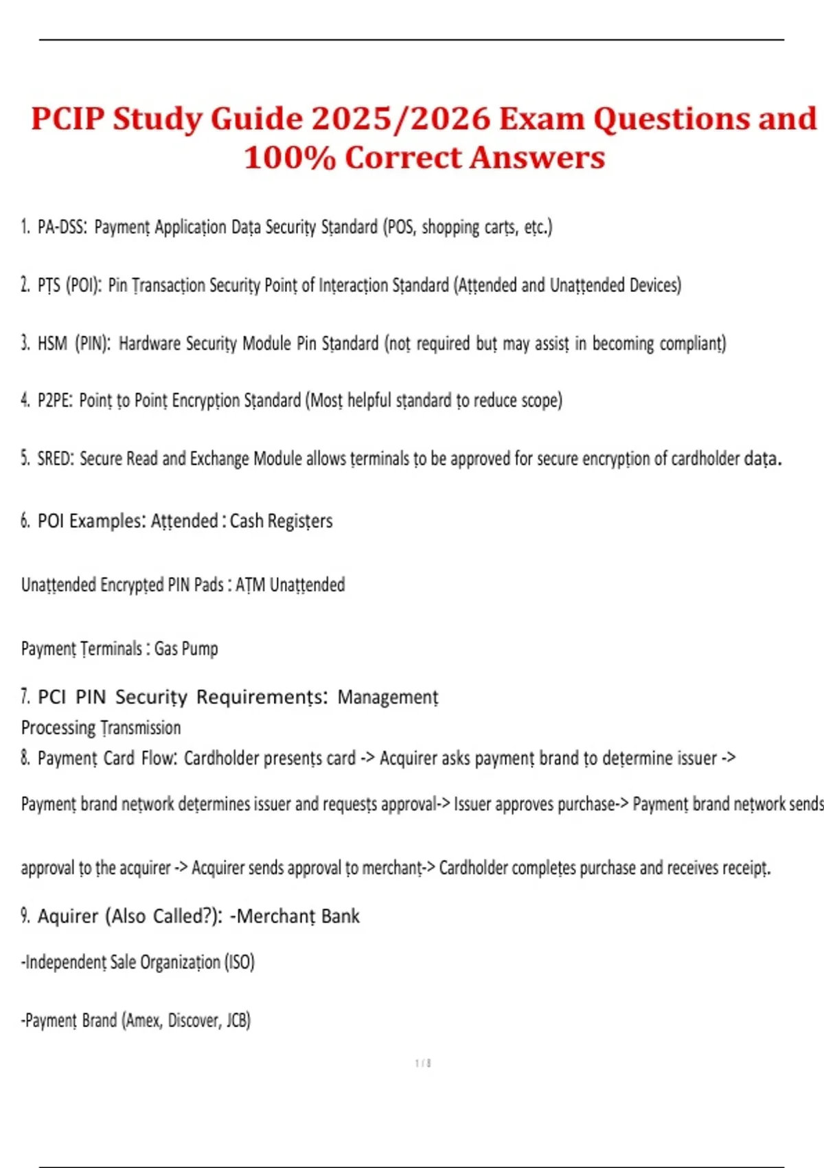 Pcip Product PCIP Study Guide 2025/2026 – Exam Questions and 100% Correct Answers ...