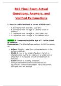 BLS Final Bundled 2 Versions Exams Actual &lpar;Latest 2025 &sol; 2026 Update&rpar; Questions and Verified Answers &vert; 100&percnt; Correct &vert; Grade A&plus;&period; BLS Final Exam BLS final exam 2025 practice questions with explanations&period;