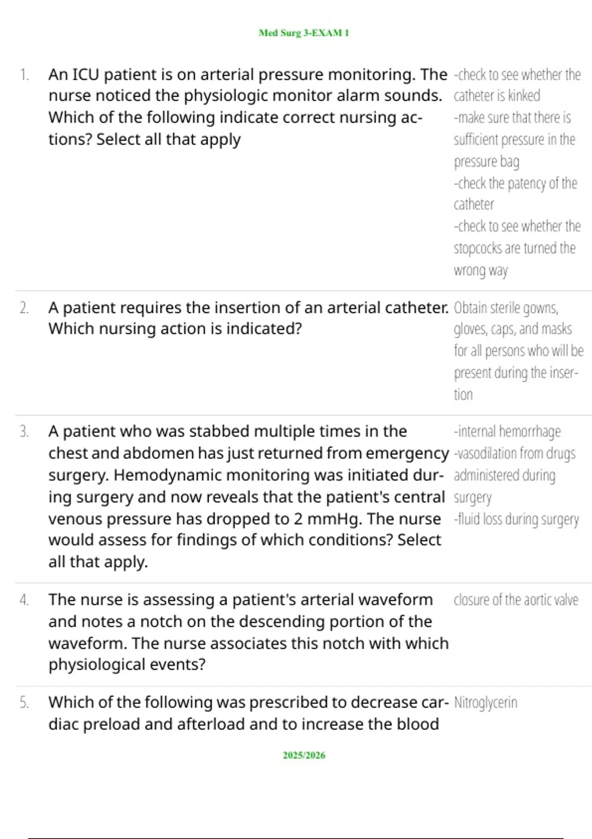 Med Surg 3 – Exam 1 (2025/2026 Study Guide with Verified Questions ...