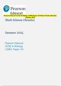 Pearson Edexcel GCSE In Biology &lpar;1BI0&rpar; Paper 1H Mark Scheme &lpar;Results&rpar; Summer 2025