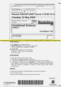 Pearson Edexcel Level 1&sol;Level 2 GCSE &lpar;9&ndash;1&rpar; Combined Science Biology PAPER 1 Foundation Tier QP MAY 2025