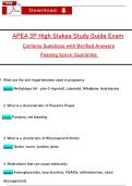 APEA 3P High Stakes Study Guide Exam Contains Questions with Ṿerified Answers Passing Score&colon; Guarantee