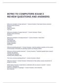 INTRO TO COMPUTERS EXAM 3 REVIEW QUESTIONS AND ANSWERS