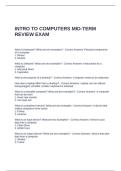 INTRO TO COMPUTERS MID-TERM REVIEW EXAM QUESTIONS WITH CORRECT ANSWERS 2025-2026