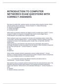 INTRODUCTION TO COMPUTER NETWORKS EXAM QUESTIONS WITH CORRECT ANSWERS