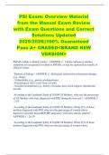 PSI Exam&colon; Overview Material from the Manual Exam Review with Exam Questions and Correct Solutions Updated 2025&sol;2026&vert;&vert;100&percnt; Guaranteed Pass A&plus; GRADED<BRAND NEW VERSION>
