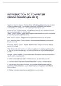 INTRODUCTION TO COMPUTER PROGRAMMING &lpar;EXAM 1&rpar; QUESTIONS WITH CORRECT ANSWERS