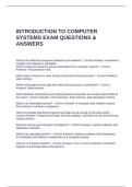 INTRODUCTION TO COMPUTER SYSTEMS EXAM QUESTIONS & ANSWERS