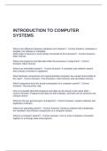 INTRODUCTION TO COMPUTER SYSTEMS EXAM QUESTIONS WITH COMPLETE SOLUTIONS