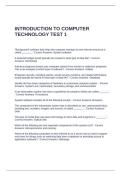 INTRODUCTION TO COMPUTER TECHNOLOGY TEST 1 QUESTIONS AND ANSWERS &lpar;GRADED A&rpar;