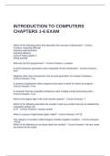 INTRODUCTION TO COMPUTERS CHAPTERS 1-6 EXAM QUESTIONS AND ANSWERS &vert; GRADED A