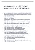 INTRODUCTION TO COMPUTERS EXAM 1 QUESTIONS AND ANSWERS