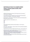 INTRODUCTION TO COMPUTERS FINAL EXAM QUESTIONS AND ANSWERS