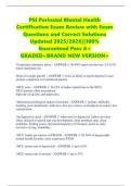 PSI Perinatal Mental Health Certification Exam Review with Exam Questions and Correct Solutions Updated 2025&sol;2026&vert;&vert;100&percnt; Guaranteed Pass A&plus; GRADED<BRAND NEW VERSION>