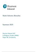 Pearson Edexcel GCE In Religious Studies &lpar;9RSO&rpar; Paper 4B&colon; Christianity mark scheme June 2025 9rs0-4b