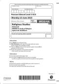 Pearson Edexcel Level 3 GCE Religious Studies Advanced PAPER 4&colon; Study of Religion Option 4A&colon; Buddhism  9RS0&sol;4A question paper June 2025