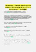Microbiology UTA 2460 - Lab Practical 2  Exam UPDATED ACTUAL QUESTIONS  AND CORRECT ANSWERS