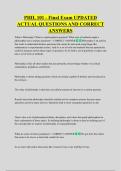 PHIL 101 - Final Exam UPDATED  ACTUAL QUESTIONS AND CORRECT  ANSWERS